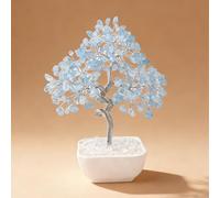 Emivery Crystal Tree of Life - 7 Inch Feng Shui Money Tree with 243 Gemstones for Calm & Intuition, Third Eye Chakra Healing, Handmade Purple Crystal Decor & Spiritual Gift (Blue)