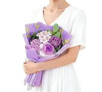 Emivery Handmade Crochet Flower Bouquet - Mixed Tulips & Sunflowers for Mother's Day, Birthday and Home Decor (Purple)
