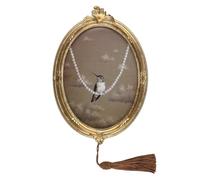 Emiyea Antique Gold 5x7 Oval Picture Frame - Vintage Art Deco Design with Glass Front - Wall or Table Display