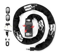 eMjollRay Bicycle Lock with Alarm 120cm 110dB Bicycle Alarm System Lock for E Scooter Ebike Motorcycle Bicycle Lock with 2 Remote Controls 3 Keys, USB C Cable, Silicone Cover, Bag