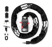 eMjollRay Bicycle Lock with Alarm 120cm 110dB Bicycle Alarm System Lock for E Scooter Ebike Motorcycle Bicycle Lock with 2 Remote Controls 3 Keys, USB C Cable, Silicone Cover, Bag