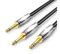 EMK 1/4 inch TRS Stereo to Dual 1/4 inch TS Mono Insert Cable Y-Splitter Stereo Cable Patch Cord for Electric Guitar Bass, Amp, Speaker, Keyboard, Mandolin, Pro Audio (3 Metres)