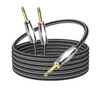 EMK 1/4 inch TRS Stereo to Dual 1/4 inch TS Mono Insert Cable Y-Splitter Stereo Cable Patch Cord for Electric Guitar Bass, Amp, Speaker, Keyboard, Mandolin, Pro Audio (5 Metres)