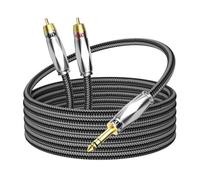 EMK 1/4" TRS to RCA Y Splitter Cable 5 Metres, 6.35mm to Dual RCA Phono Insert Patch Cord for Electric Guitar, Bass, Amplifier, Speaker, Mandolin, Pro Audio, Keyboard