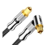 EMK 24K Gold-Plated Right Angle Optical Audio Cable (3Ft/1M) - 360° Rotatable Toslink for Sound Bars, TVs & Home Theater Systems