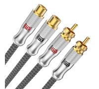 EMK 2RCA Extension Cable, 2RCA Male to 2RCA Female Extension Cable, Gold Plated Heavy Duty Stereo Audio Extension Cable for Home Theater(4Ft/1.2M,Silver)