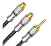 EMK 3.5mm Male to 2RCA Female Jack Stereo Audio Cable RCA to Aux Cable Gold Plated RCA Y Splitter for Smartphone,MP3,Tablets,HiFi Stereo System 1.5Ft/0.5M