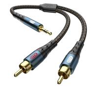 EMK 3.5mm to 2RCA Cable 24K Gold-Plated Nylon Braided RCA to Auxiliary Stereo Audio Headphone Male to Male 1/8 to RCA Cord for Tablet,Subwoofer,Home Theater,DVD Speaker,MP3/MP4,Player 15ft/5m