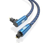 EMK 360 Degree Swivel Optical Audio Cable - Right Angle Toslink Cable for Soundbar, TV, PS4-0.5M Digital Fiber Optic Cord with Adjustable Rotating Plug (Blue)