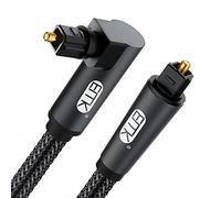 EMK 360 Degree Swivel Optical Audio Cable - Right Angle Toslink Cable for Soundbar, TV, PS4-1.5M Digital Fiber Optic Cord with Adjustable Rotating Plug (Black)