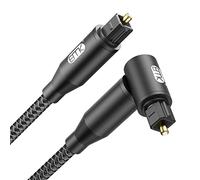 EMK 360 Degree Swivel Optical Audio Cable - Right Angle Toslink Cable for Soundbar, TV, PS4-5Ft/1.5M Digital Fiber Optic Cord with Adjustable Rotating Plug (Black)