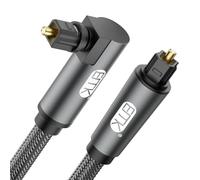 EMK 360 Degree Swivel Optical Audio Cable - Right Angle Toslink Cable for Soundbar, TV, PS4-5M Digital Fiber Optic Cord with Adjustable Rotating Plug (Black)