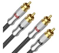 EMK 6Ft/2M RCA Cable - Shielded Braided 2Male-to-2Male Audio Cable for Home Theater & Hi-Fi Systems - Silver RCA Audio Stereo Subwoofer Cable