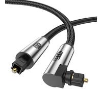 EMK 90 Degree Optical Cable for Soundbar to TV,360 Degree Free-Rotating Plug Fiber Optic Cable S/PDIF Toslink Male to Male Cable for Home Theater, Soundbar, Gaming Console, Speaker(16.5FT/5M)