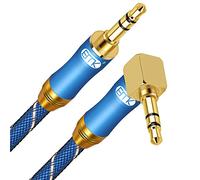 EMK 90 Degree Right Angle Aux Cable - [24K Gold-plated,Sound Quality] Audio Stereo Cable for Laptop, Tablets, MP3 players,Car/Home Aux Stereo, Speaker or More(3.5mm TRS Right Angle Blue, 4Ft/1.2M)