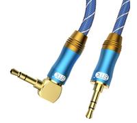 EMK 90 Degree Right Angle Aux Cable - [24K Gold-Plated,Sound Quality] Audio Stereo Male to Male Cable for Laptop, Tablets, MP3 Players,Car/Home Aux Stereo, Speaker or More (4Ft/1.2Meters)
