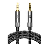 EMK Aux Cable - 1.5M Nylon Braided Aux Lead for Car, Headphone, MP3 Player, Smartphone, Echo Dot, Tablet, Home Stereos, Laptop & More (TRRS 3.5mm to 3.5mm)