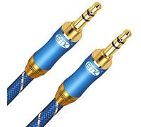 EMK Aux Cable, 3.5mm Audio Cable Nylon Braided Aux Lead for Car, Headphone, MP3 Player, Smartphone, Echo Dot, Tablet, Home Stereos, Laptop & More (3.5mm TRS Male to Male Blue, 6Ft/2M)