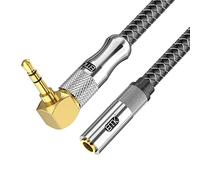 EMK Aux Cable, 3.5mm Audio Cable Nylon Braided Aux Lead for Car, Headphone, MP3 Player, Smartphone, Echo Dot, Tablet, Home Stereos, Laptop & More (90° 3.5mm TRS Extension Cable, 1.5M)