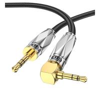 EMK Aux Cable for Car, 90 Degree Right Angle Auxiliary Cable Stereo Aux Jack to Jack Cord Compatible for Smartphones, MP3 Players, Laptops, Tablets, Bluetooth Speakers, Soundbars, and More (2Meters)