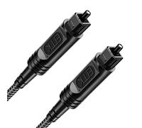 EMK Digital Optical Audio Cable 8 Feet/2.4M: - Slim Nylon Braided Toslink Fiber Optic Cord for Sound Bar, TV, Home Theater, PS8, Xbox, Blu-Ray Player & More - High-Speed SPDIF