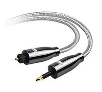 EMK Digital Sound Toslink to Mini Toslink Cable 3.5 SPDIF Optical Cable [Not a 3.5mm Aux] Optical Audio Cable (Straight White, 1M)