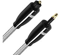EMK Digital Sound Toslink to Mini Toslink Cable 3.5 SPDIF Optical Cable [Not a 3.5mm Aux] Optical Audio Cable (Straight White, 10M)