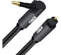 EMK Digital Sound Toslink to Mini Toslink Cable 3.5 SPDIF Optical Cable [Not a 3.5mm Aux] Optical Audio Cable (Angle Black, 8M)