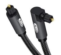 EMK Optical Cable Right Angle Toslink Cable 90 Degree Digital Optical Audio Cable Nylon Braided Male to Male Toslink Cable for Home Theater, Soundbar, Smart-TV, Speaker (3metre)