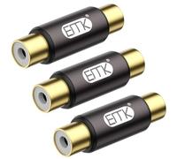 EMK RCA Coupler 3PACK, RCA Female to Female Adapter Gold Plated A/V Joiner Gender Changer Video Audio Converter Compatible with Phono,Speaker,Subwoofer Cable,Amplifier