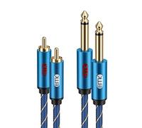 EMK RCA to 1/4 Cable, Dual RCA to Dual 1/4 inch TS Stereo Audio Interconnect Cable Patch Cords (3M, Dual 1/4 inch TS to Dual RCA, Blue)