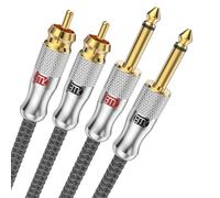 EMK RCA to 1/4 Cable, Dual RCA to Dual 1/4 inch TS Stereo Audio Interconnect Cable Patch Cords for Home Theater,Amplifiers,Guitar,Keyboard Piano,Mixing Console,DVD Player,Speaker(12Ft/4M,Silver)