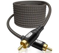 EMK RCA to RCA Subwoofer Cable - 24K Gold-Plated Connector Nylon Braided Double Shielded Audio Cable Digital&Analog Signal Support for Amplifiers Subwoofer Home Theater Hi-Fi Systems Black/50ft/15m