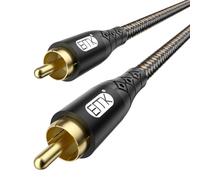 EMK RCA to RCA Subwoofer Cable - 24K Gold-Plated Connector Nylon Braided Double Shielded Audio Cable Digital&Analog Signal Support for Amplifiers Subwoofer Home Theater Hi-Fi Systems Black/10ft/3m