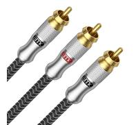 EMK RCA Y Splitter 12Ft/4M- Bi-Directional 1 Male to 2 Male Subwoofer/Coaxial RCA Audio Cable Double Shielding: for Home Theater, AV Receiver, Amplifier - Silver