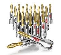 EMK Speaker Banana Plugs Closed Screw 24K Gold Plated Banana Plug Connectors for Speaker Wire, Wall Plate,Home Theater,Audio/Video Receiver,Amplifiers (10 Pairs / 20 Pcs)