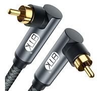 EMK Subwoofer Cable - Digital Audio Coaxial with Gold-Plated RCA Connectors, 90 Degree to 90 Degree, Grey, 1m for Subwoofer, AV Receiver, Amplifier, Home Cinema