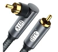 EMK Subwoofer Cable RCA to RCA Audio Cable 24K Gold-Plated Digital Coaxial RCA Cord for Home Theater, HDTV, DVD Player, Speaker, Subwoofer, Hi-Fi Systems (90 Degree Grey, 2M)