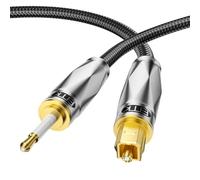 EMK Toslink to Mini Toslink Optical Audio Cable 24K Gold-Plated Digital S/PDIF Fiber Optic Cables for Home Theater,Sound Bar,TVs,Amplifiers,Hi-Fi Systems (15 metres)