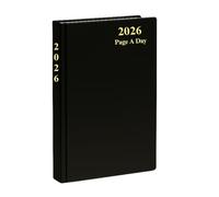 eMKay® 2026 A4 PAGE A DAY Diary - Hardback Casebound Organiser | A4 PAGE A DAY Desk Planner with Full-Page Weekends, Ribbon Marker & UK Content (BLACK)