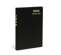eMKay® 2026 A4 Week-to-View Classic Diary - Hardback Casebound Organiser | A4 Week Per View Planner with Ribbon Marker & UK Content (BLACK)