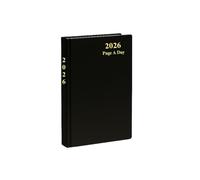 eMKay® 2026 A5 Page-a-Day Diary (Full-Page Weekends) - Hardback Casebound Organiser | A5 Page a Day Planner with Ribbon Marker & UK Content (BLACK)
