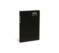 eMKay® 2026 A5 Week-to-View Classic Diary - Hardback Casebound Organiser | A5 Week Per View Planner with Ribbon Marker & UK Content (BLACK)