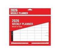 eMKay® 2026 Red & Black A4 Weekly Planner - Slim Desk & Wall Calendar with Week-to-View Layout - Elegant Organiser for Home, Office or School (29.7 x 21 cm)