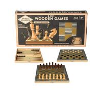 eMKay® 3-in-1 Wooden Chess, Checkers & Backgammon Set - Deluxe Classic Strategy Game for 2 Players | Foldable Wooden Board with Storage | Toy For Ages 8+