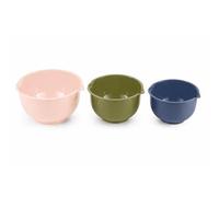 eMKay® 3 Pcs Mixing Bowl Set | Nesting Kitchen Bowls with Pouring Spout | Baking & Food Prep Bowls | Dishwasher Safe | 2.5L 2L 1.5L (Peach Olive Navy Blue)