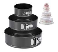 eMKay® 3 PIECE SPRINGFORM Cake TIN Set 18/22/26CM | Non Stick Round Cake Baking Pans | Carbon Steel Leakproof Cake Moulds | Oven Safe BAKEWARE Set | Cheesecake & Dessert TINS