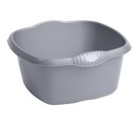 eMKay® 32cm Square Washing Up Bowl | Large 9L Plastic Sink Bowl with Handles | Gloss Finish | Durable Kitchen Dishwashing Basin | Sink Protector | Stylish Square Design (SILVER)