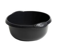 eMKay® 36cm Round Washing Up Bowl - BLACK | Extra Large 10L Plastic Sink Bowl with Handles | Gloss Finish | Durable Kitchen Dishwashing Basin | Sink Protector | 36 x 36 x 17cm