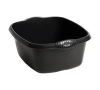 eMKay® 39cm Rectangle Washing Up Bowl - Black | Large Rectangular 12L Plastic Sink Basin with Handles | Durable Gloss Finish | Deep Kitchen Rectangle Dishwashing Bowl | Utility Sink Organiser